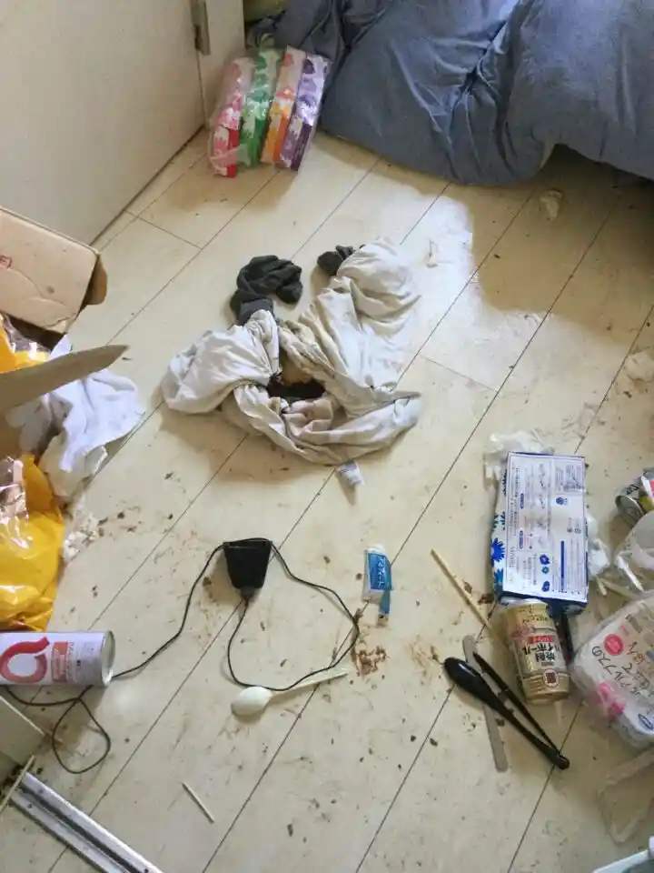港区の孤独死現場 居室の特殊清掃前の様子